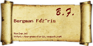 Bergman Fóris névjegykártya